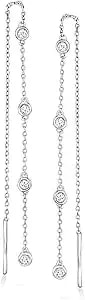 Ross-Simons 0.25 Ct. T.W. Diamond Station Threader Earrings In Sterling Silver