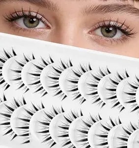 10 Pairs Manga Eyelashes, Manga Strip Lashes With Invisible Band, 3d Doll Lashes For Natural Wispy Look, Spiky & Lightweight Strip