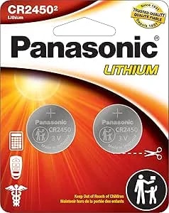 Panasonic cr2450 3.0 Volt Long Lasting Lithium Coin Cell Batteries In Child Resistant, Standards Based Packaging, 2-Battery Pack