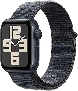 Apple Watch SE (2nd Gen) [GPS, 44mm] - Midnight Aluminum Case With Ink Sport Loop Band, One Size (Renewed)