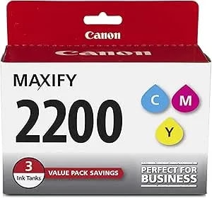 Canon PGI-2200 Genuine Three Color Multi Pack, Compatible With IB4120, MB5120, MB5420, IB4020, MB5020, And MB5320 (Optional) Printers