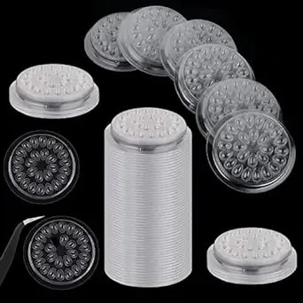 200 Pieces Disposable Glue Pad Transparent Flower Shape Glue Pallet Pad Lash Holder Tray Tools Pigment Holder Base For Eyelash Extension