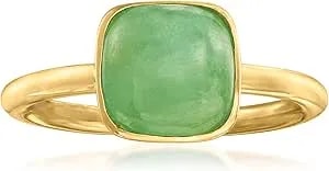 Ross-Simons Bezel-Set Jade Ring In 18kt Gold Over Sterling