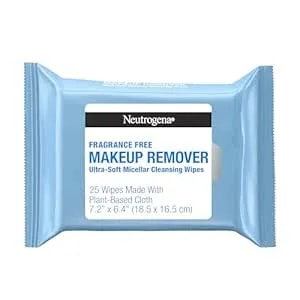 Neutrogena Fragrance-Free Makeup Remover Wipes, Daily Ultra-Soft Micellar Cleansing Wipes Gently Remove Oil & Waterproof Makeup, Hypoallergenic, Made With Plant-Based Cloth, 25 Ct