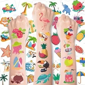 Luau Outfits For Women - 150 Pcs Hawaiian Tattoos For Luau Party Decorations - Tropical Beach Pool Birthday Party Favors Supplies For Girls Kids,Summer Dresses Shirts For Women