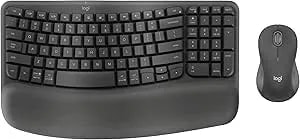 Logitech Wave Keys mk670 Combo, Wireless Ergonomic Keyboard With Signature m550 L Wireless Mouse, Comfortable Natural Typing, Bluetooth, Logi Bolt, For Multi-Os, Windows/Mac - Graphite