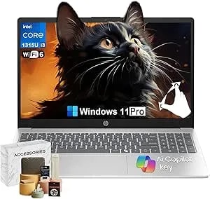 HP 2026 15.6-Inch Touchscreen Laptops - 16GB RAM, 512GB SSD, Intel i3 1315U(Up To 4.5GHz), 15.6" HD Anti-Glare, Wi-Fi 6, Ai Copilot, Win 11 Pro, Long Battery Life For Work & Classes, W/Laptop Bundle