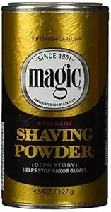 Softsheen-Carson Magic Razorless Shaving For Men, Magic Shaving Powder With Fragrance, Coarse Textured Beards, Formulated For Black Men, Depilatory, Helps Stop Razor Bumps, Since 1901, 4.5 Oz