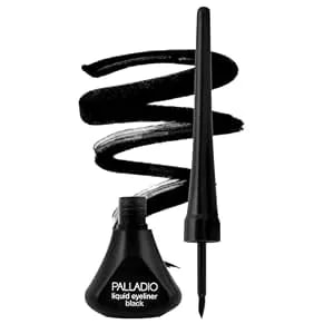 Palladio Liquid Eyeliner, Highly Pigmented And Waterproof, For Intense Eye Definition, Smear-Proof Eyeliner Liquid, Includes Easy Grip Wand And Felt Tip Applicator, Black