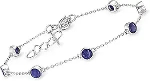 Ross-Simons 2.50 Ct. T.W. Sapphire Station Bracelet In Sterling Silver. 7 Inches