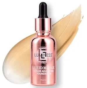 Luminess Liquid Mirage Color Changing Foundation For Mature Skin, Skincare-Infused Makeup With Hyaluronic Acid & Vitamin E, Hydrating Liquid Foundation & Concealer Hybrid, Hypoallergenic (Medium)