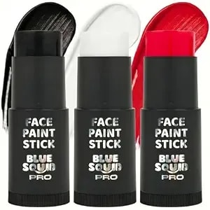 Blue Squid Pro Red, White & Black Face Paint Stick - Xl (21g/0.75oz) Waterproof Body Paint For Adults & Kids Eye Black Baseball - Vegan Hypoallergenic Twist-Up Non-Toxic Makeup Stick For Cosplay Sport