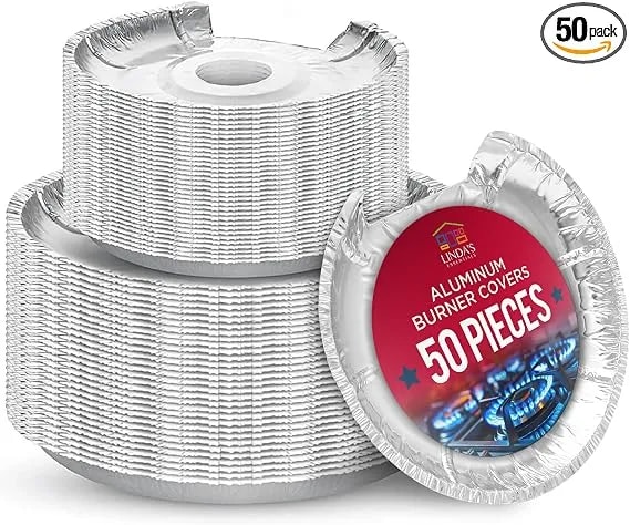 Aluminum Electric Stove Burner Covers (50 Pack) Round Heavy Duty Disposable Stove Burner Liners (6 & 8 Inch) Stove Eye Covers, Stove Top Covers For Electric Stove Burner Covers For Electric Stove