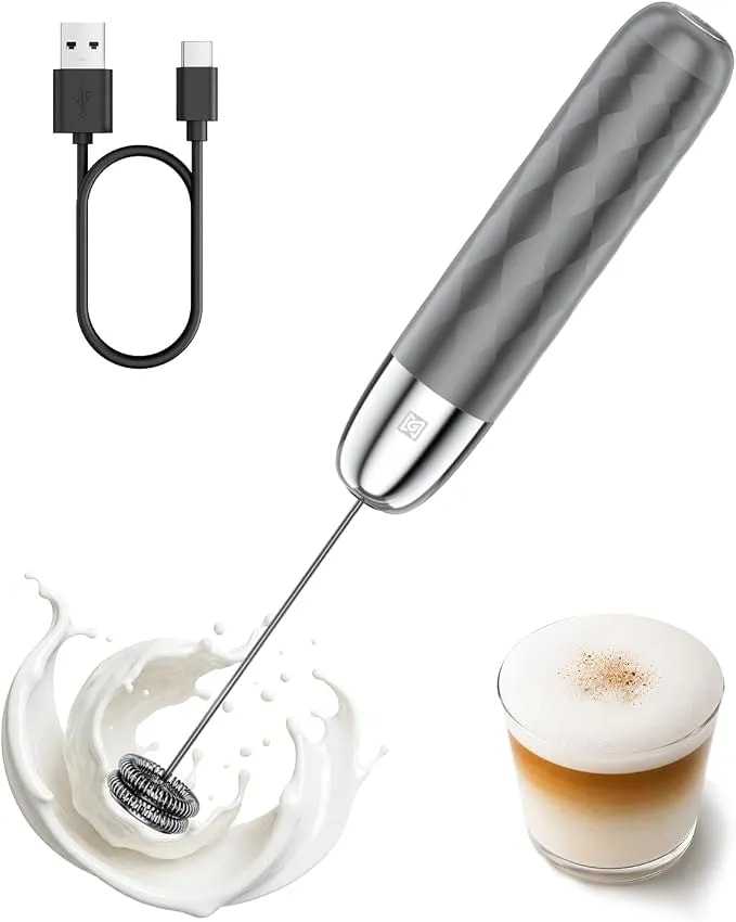 Maestri House Rechargeable Milk Frother, Lunafro Mini With Detachable Wand