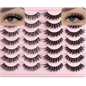 Farred Wispy Lashes Hybrid Mink Eyelashes 14 Pairs Cat Eye Natural False Eyelash Strips With Spikes Demi Wispies Short Fake Eye Lash For Daily Makeup
