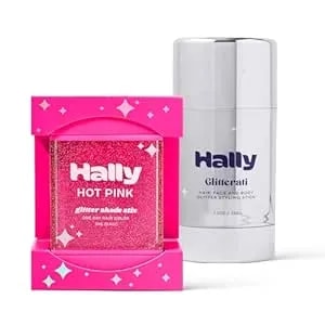 Hally Hair Glitterati & Glitter Shade Stix Combo - Temporary Glitter Hair Color & Accessories Styling Kit - Twist Up Stix + Washable Shimmer Styling Gel For Festivals & Parties - All Hair Types