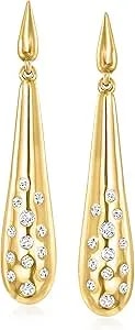 Ross-Simons 0.25 Ct. T.W. Diamond Long Drop Earrings In 18kt Yellow Gold