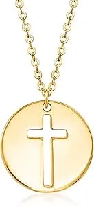 Ross-Simons Italian 14kt Yellow Gold Cross Cutout Disc Necklace