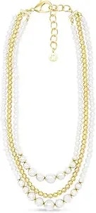 Martha Stewart Traditional Three Strand Pearl And Ball Necklace In Gold For Women
