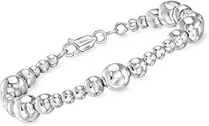 Ross-Simons Italian 4-8mm Sterling Silver Graduated Bead Bracelet