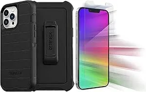 Otterbox Iphone 13 Pro Max (Only) Bundle: - Defender Series Case - With Screen Protector - Holster Clip Included - Microbial Defense Protection - Non-Retail Packaging (Black)