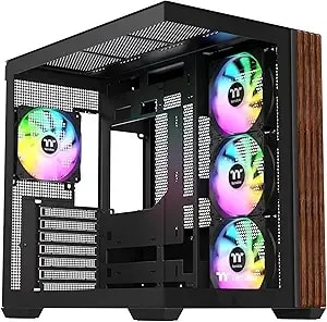 Thermaltake View 380 Ws Argb; Mid Tower Chassis; Side Wood Trim; 4x120mm Argb Lite Fans Included; 415mm Gpu Clearance; Dual Chamber; Atx/Matx/Mitx; Hidden Connector Support; Black; Ca-1z2-00m1wn-Ws