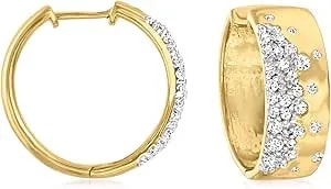 Ross-Simons 0.50 Ct. T.W. Scattered Diamond Hoop Earrings In 18kt Gold Over Sterling