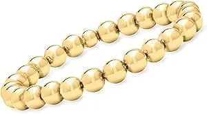 Ross-Simons Italian 8mm 18kt Gold Over Sterling Bead Stretch Bracelet