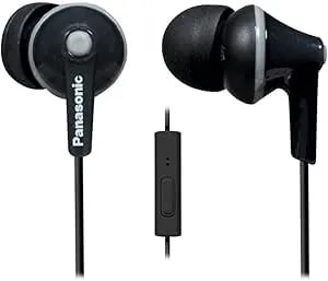 Panasonic Ergofit Earbud Headphones With Microphone And Call Controller Compatible With Iphone, Android And Blackberry - Rp-tcm125-K - In-Ear (Black), Earpads S/M/L