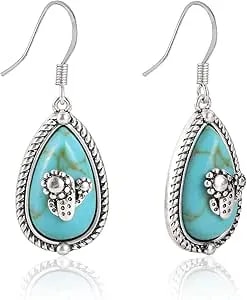 Wrangler Western Turquoise Earrings Jewelry For Women Cowgirl Drop Country Oval Statement Dangle Large Jewelry