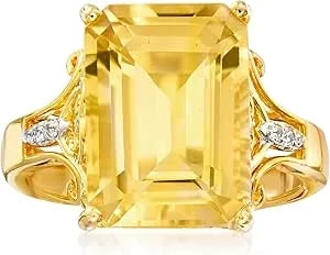 Ross-Simons 7.35 Carat Citrine Ring With White Topaz In 18kt Gold Over Sterling