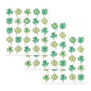 75 Pcs Shamrock Glitter Face Sticker St. Patrick'S Day Body Jewelry, Green Rhinestones Gems For Women, Irish Celebration With Shamrock Designs - Sparkle In Parades, Parties & More