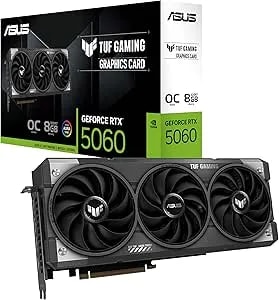 Asus Tuf Geforce Rtx™ 5060 8gb gddr7 Oc Edition Graphics Card, Nvidia, Desktop (Pcie® 5.0, Hdmi®/Dp 2.1, 3.1-Slot, Military-Grade Components, Protective Pcb Coating, Axial-Tech Fans)