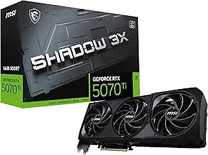 Msi Gaming Rtx 5070 Ti 16g Shadow 3x Graphics Card (16gb gddr7, 256-Bit, Extreme Performance: 2467 Mhz, Displayport x3 2.1a, Hdmi 2.1b, Nvidia Blackwell Architecture)