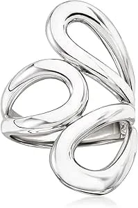 Ross-Simons Italian Sterling Silver Abstract Floral Ring