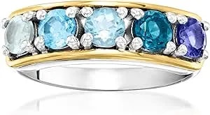 Ross-Simons 1.30 Ct. T.W. Multi-Gemstone Ring In Sterling Silver And 14kt Yellow Gold