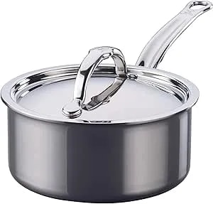 Hestan Nanobond Molecular Titanium Saucepan With Lid, 1.5-Quart - Pfas-Free Stainless Steel, 4x Stronger, 1050°F Oven Safe, Induction Compatible, Handcrafted Italy