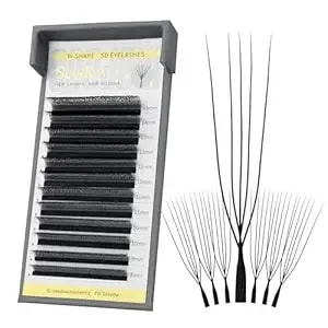 U Shape 5d Lash Extensions, u5d 0.07mm D Curl mix8-15mm 12 Rows/Tray, Natural Soft Lightweight Eyelashes Grafting For Lash Artists, Beauty Salon (Matte Black-0.07-D-mix8-15mm) u5d