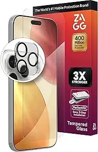 Zagg Glass+ Screen & Camera Lens Protection For Iphone 17 Pro Max - Impact & Shatter Protection, Full Coverage Scratch & Smudge-Resistant Tempered Glass, Anti-Reflective Camera Lens Protector