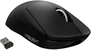Logitech G PRO X Superlight Wireless Gaming Mouse, Ultra-Lightweight, Hero 25K Sensor, 25,600 DPI, 5 Programmable Buttons, Long Battery Life, Compatible With PC/Mac - Black