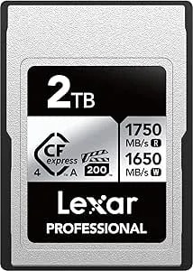 Lexar 2tb Professional Cfexpress Type A Silver 4.0 Memory Card, For Photographers, Videographers, Up To Max 1750/1650 Mb/S, 8k Video (lcaexs4002t-Rnenu)