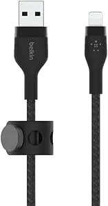 Belkin Boostcharge Pro Flex Braided Usb Type A To Lightning Cable (1m/3.3ft), Mfi Certified Charging Cable For Iphone 14, 13, 12, 11, Pro, Max, Mini, Se, Ipad - Black