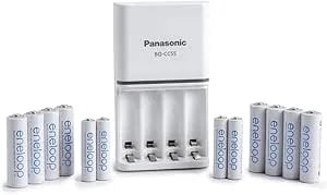Panasonic K-KJ55MC84CZ Eneloop Power Pack; 8AA, 4AAA, And Advanced Battery 3 Hour Quick Charger
