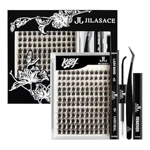 Kiby Diy Lash Extension Kit, 144-Piece D Curl Cluster Lashes 12-16mm With Bond And Seal, Remover And Applicator, Natural Wispy Style For Beginner-Friendly At-Home Use