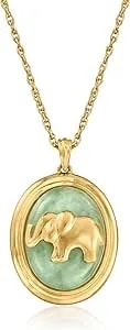 Ross-Simons Jade Elephant Pendant Necklace In 18kt Gold Over Sterling. 18 Inches