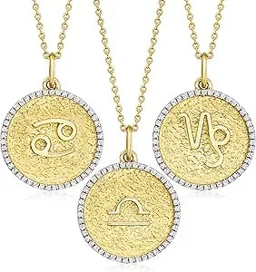 Ross-Simons Pisces - .20 Ct. T.W. Diamond Zodiac Pendant Necklace In 18kt Gold Over Sterling. 18 Inches