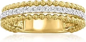 Ross-Simons 0.25 Ct. T.W. Diamond Beaded 3-Row Ring In 18kt Gold Over Sterling