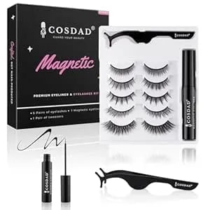 Magnetic Eyelashes With Eyeliner Kit – Upgraded 10 Micro-Magnets, Natural Look, Reusable & Waterproof Lashes With Applicator – PestañAs Postizas MagnéTicas Naturales