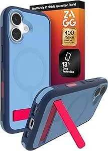 Zagg Sedona Snap Case With Kickstand For Iphone 17 - Blue Royal Ember, Drop Protection (13ft/4m), Multi-Layer Protection, With Camera Button, Magsafe Phone Case With Impact-Absorbing Bumpers