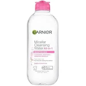 Garnier Micellar Water, Hydrating Facial Cleanser & Makeup Remover, Suitable For Sensitive Skin, Vegan, Cruelty Free, 13.5 Fl Oz (400ml), 1 Count